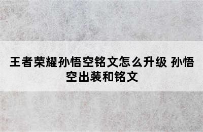 王者荣耀孙悟空铭文怎么升级 孙悟空出装和铭文